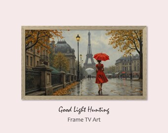 Eiffel Tower Autumn Painting, Paris Street Scene, Frame TV Art (Digital Download)