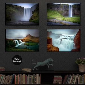 Icelandic Waterfalls Printable Wall Art, Gallery Set, Souvenir Gift from Iceland, Wall Decor Prints
