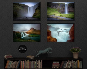 Icelandic Waterfalls Printable Wall Art, Gallery Set, Souvenir Gift from Iceland, Wall Decor Prints