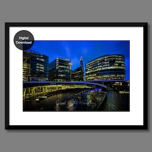London Printable Wall Art, City of London at Night, London Art Print, Gift Ideas, Home or Office Decor, London Poster, Affordable Wall Art
