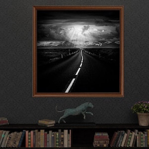 Road Trip, Iceland Printable Wall Art, Fine Art Black & White Photography, Home Decor, Office Decor, Icelandic Landscape Print