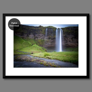 Iceland Waterfall, Printable Photograph, Skandinavian Landscape, Home Decor, Icelandic Printable Art, Nature Photo Art, Digital Poster Art