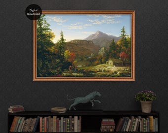 The Hunters Return by Thomas Cole, Printable 19th Century Vintage Landscape Art, Antique Oil Painting
