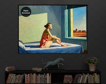 Sol de la mañana, de Edward Hopper, lámina decorativa vintage para pared (descarga digital).