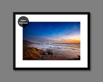 Oregon Sunset, Printable Photography, Oregon Coastal Print, Printable Wall Decor, West Coast Wall Art, Gift Idea, Seaside Art, Sunset Print