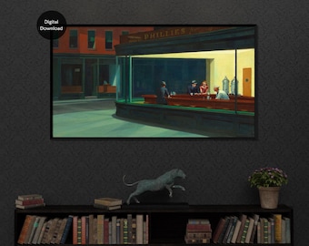 Nighthawks de Edward Hopper, arte de pared vintage imprimible, impresión de Edward Hopper, arte de descarga digital, decoración del hogar