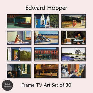 Samsung Frame TV Art Set of 30 Edward Hopper Paintings, American Realism Art, Instant Digital Download for Frame TV