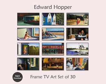 Samsung Frame TV Art, lot de 30 peintures d'Edward Hopper, art du réalisme américain, téléchargement numérique instantané pour cadre TV