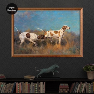 Antiker Hund Gemälde, Vintage Hunde Hundebild, Hundeliebhaber Geschenk, Cottagecore Dekor