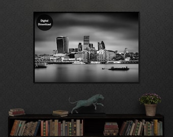 City of London Printable Wall Art, Black & White London Print, Cityscape, Home, Office, Hotel Wall Decor, London Souvenir, Gift Ideas