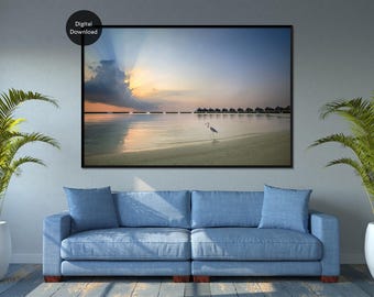 Maldives Sunrise Beach Print: Tropical Wall Art (Digital Download)