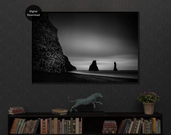 Reynisfjara Black Sand Beach Iceland Printable Wall Art, Icelandic Wall Art Gift, Home Decor, Office Decor, Hotel Decor, Living Room Decor