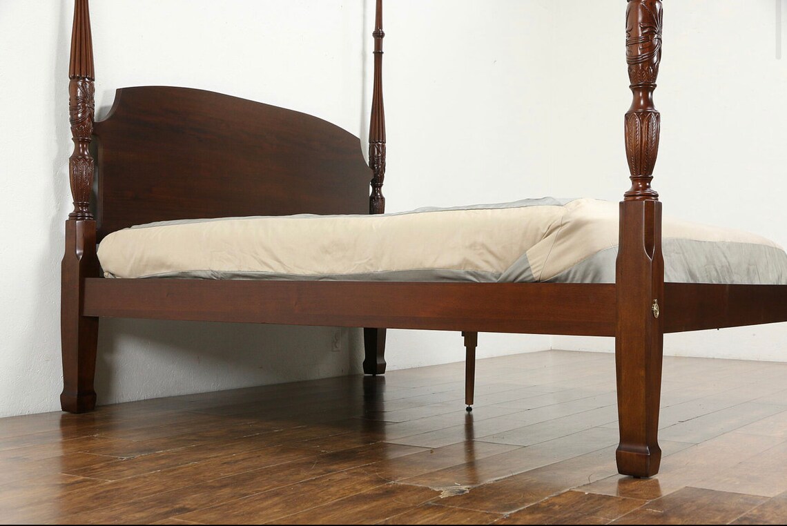 Traditional Mahogany King Size Vintage Rice Poster Bed Etsy