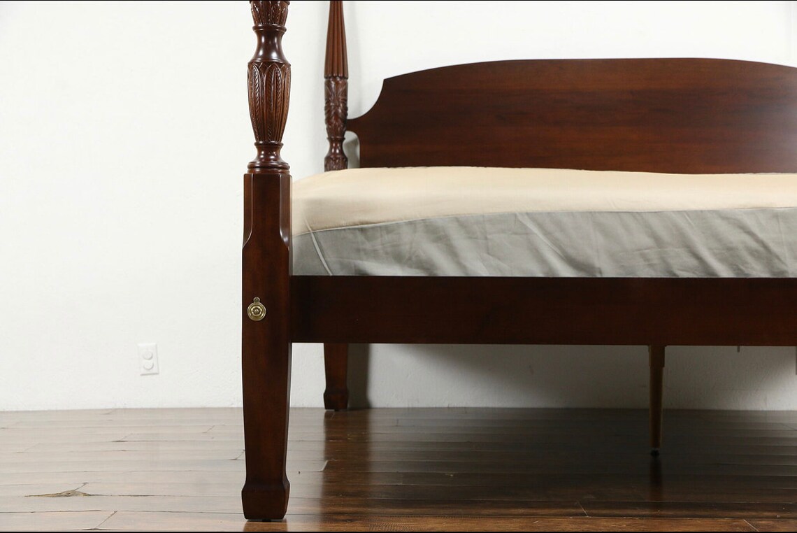 Traditional Mahogany King Size Vintage Rice Poster Bed Etsy