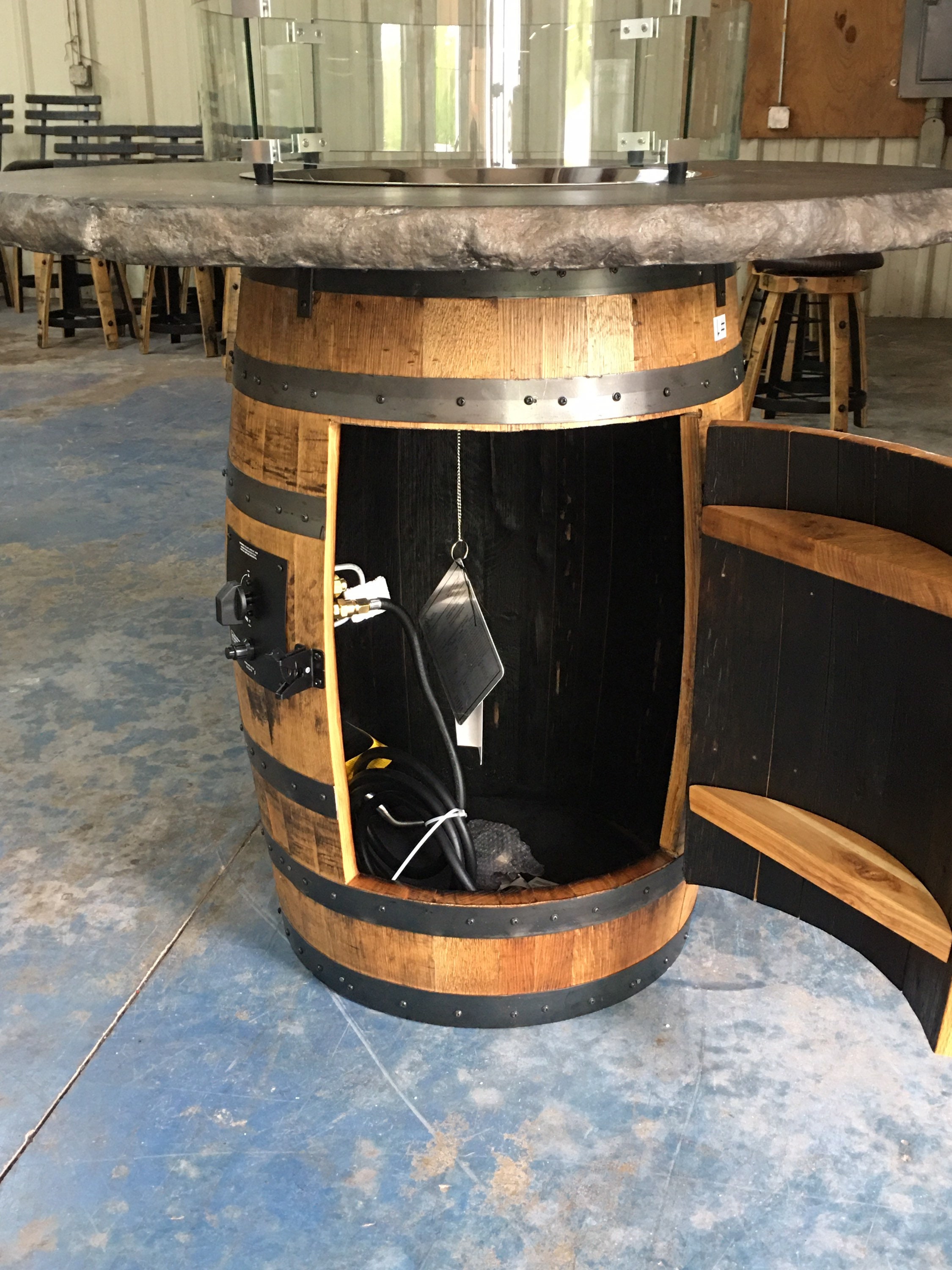 Jack Daniels Whiskey Barrel Fire Pit with Concrete Top Etsy