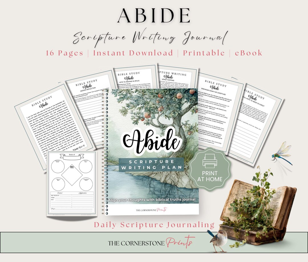 Abide Christian Scripture Writing Plan | 24 Page Bible Study | Faith ...