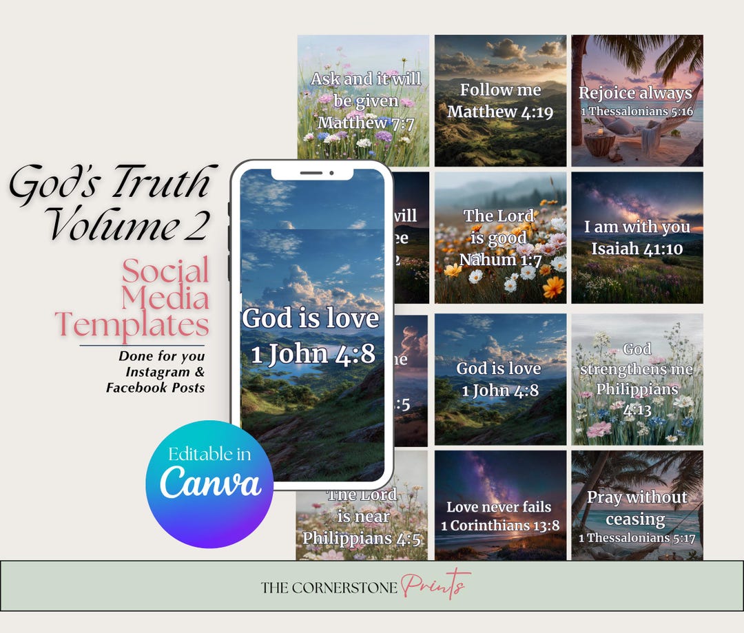 Church Facebook Posts Scriptures Christian Social Media Templates, Church Bible Verse Graphics (digital ...