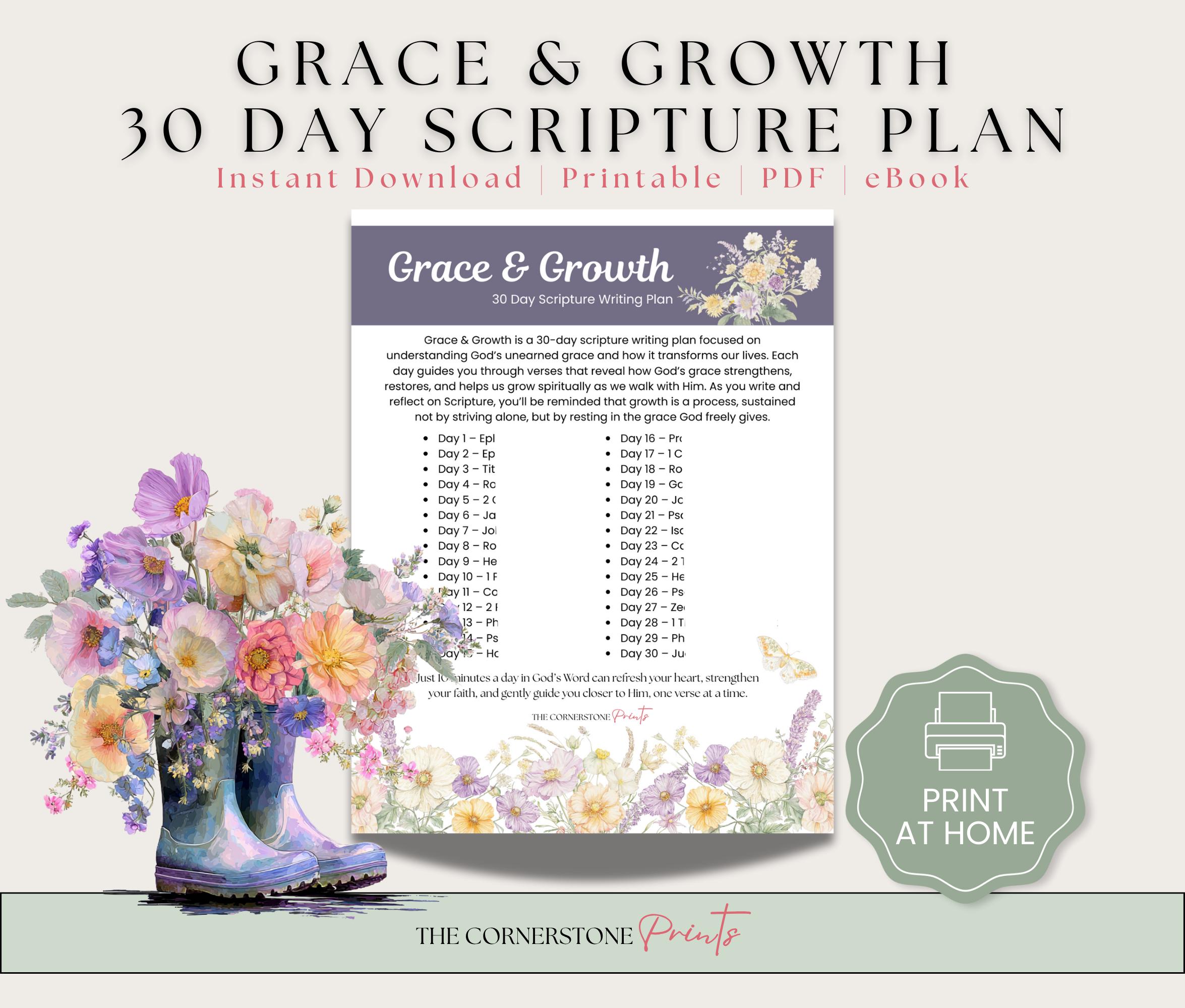 30 Day Scripture Writing Plan, Grace & Growth Bible Study (PDF Ebook ...
