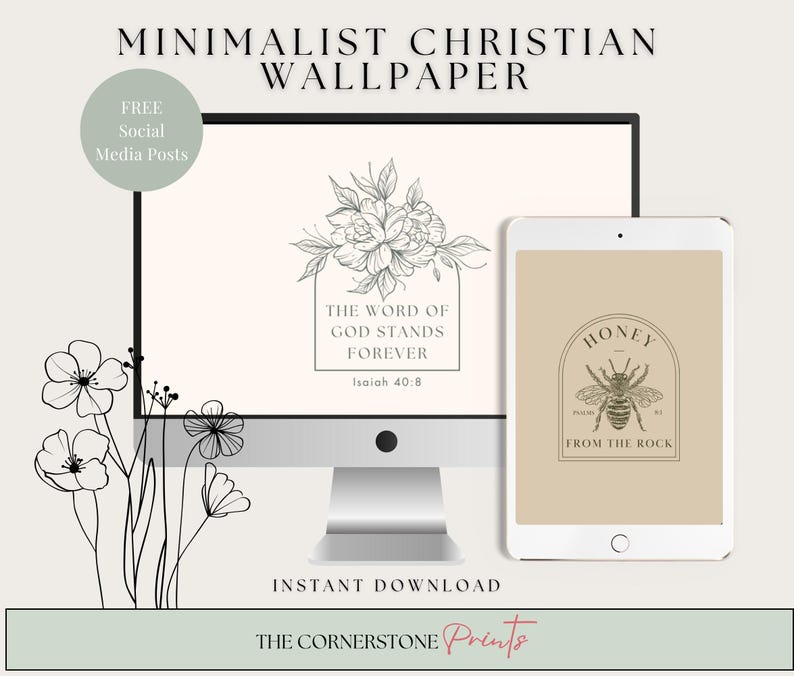 A collection of Christian minimalist background wallpapers featuring soft beige & grey designs, simple layouts, and faith-inspired themes for phones, iPads and desktops.