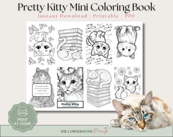 Minilibro para colorear de gatitos bonitos para niños y adultos / Páginas para colorear de bolsillo (descarga digital)