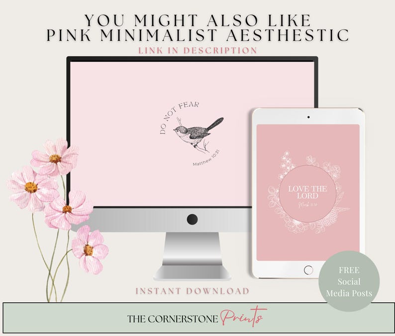 A collection of Christian minimalist background wallpapers featuring soft pink designs, simple layouts, and faith-inspired themes for phones, iPads and desktops.