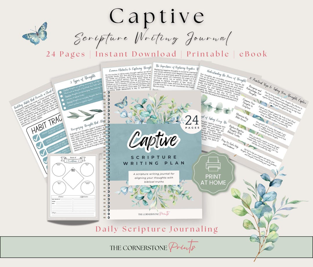 Captive Christian Scripture Writing Plan | 24 Page Bible Study | Faith ...