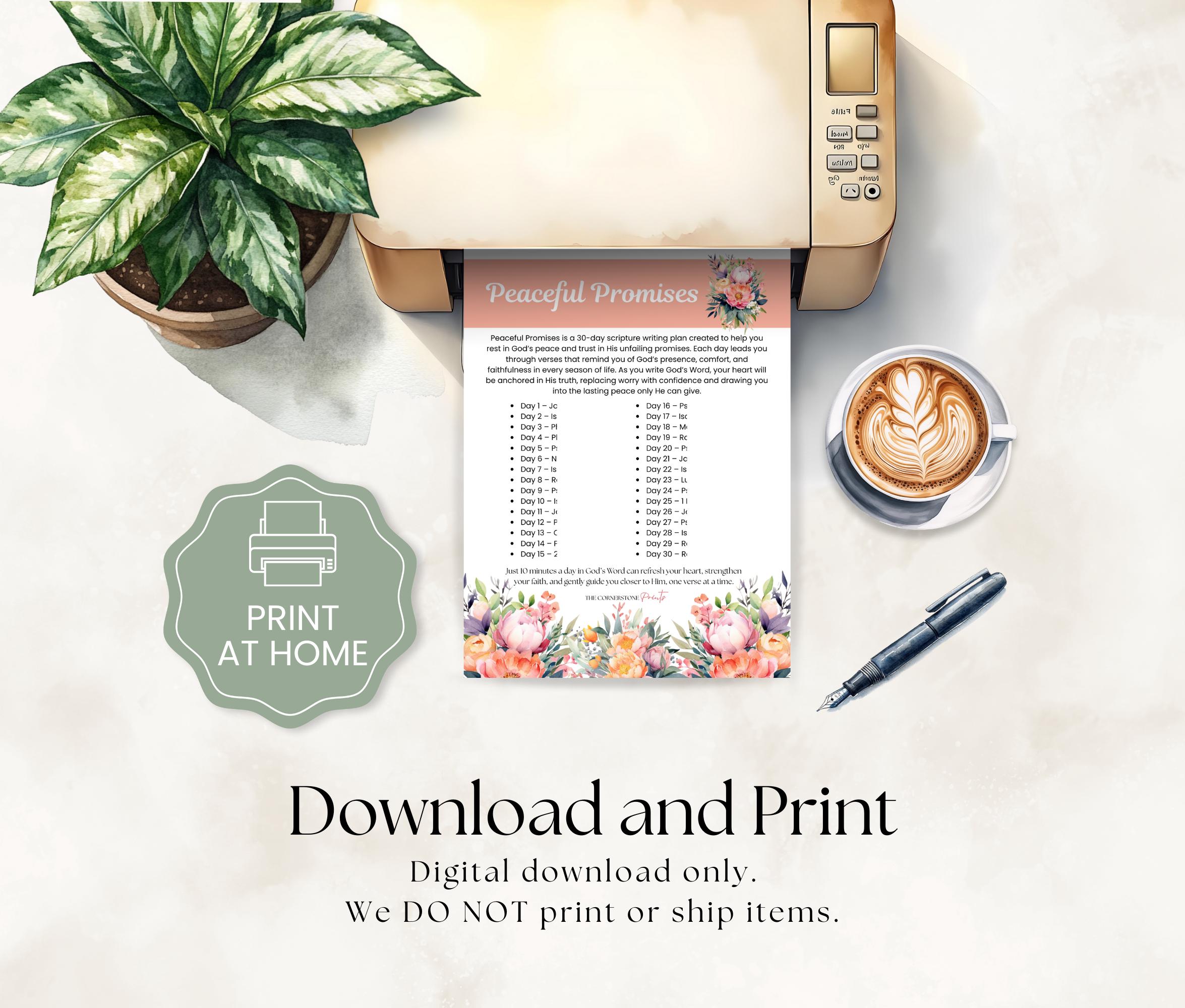 30 Day Scripture Writing Plan, Peaceful Promises Bible Study (PDF Ebook ...