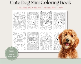 Cute Dog Mini Coloring Book Printable for Kids & Adults | Fun Pocket Size Coloring Pages (Instant Download)