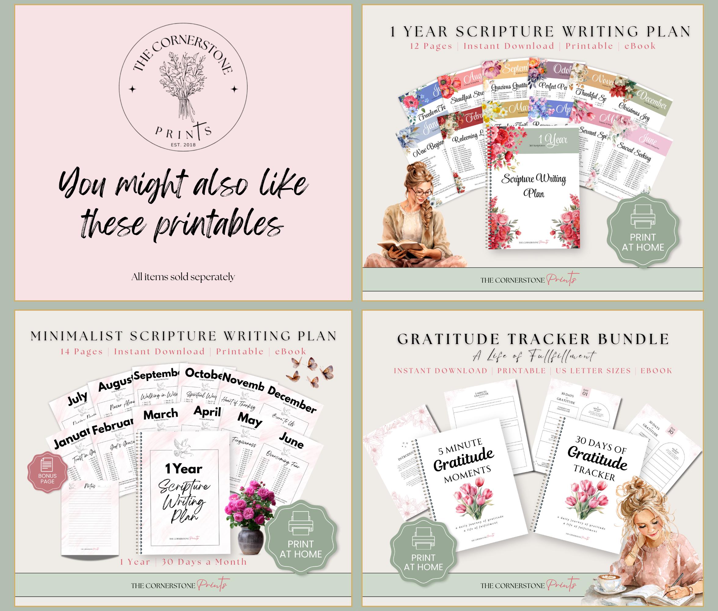 1 Year Scripture Writing Plan, Printable Daily Bible Study (PDF) - Etsy