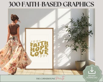 300 Glaube Grafiken bündeln, christliche Clipart, SVG Schnitt Dateien (digitaler Download)