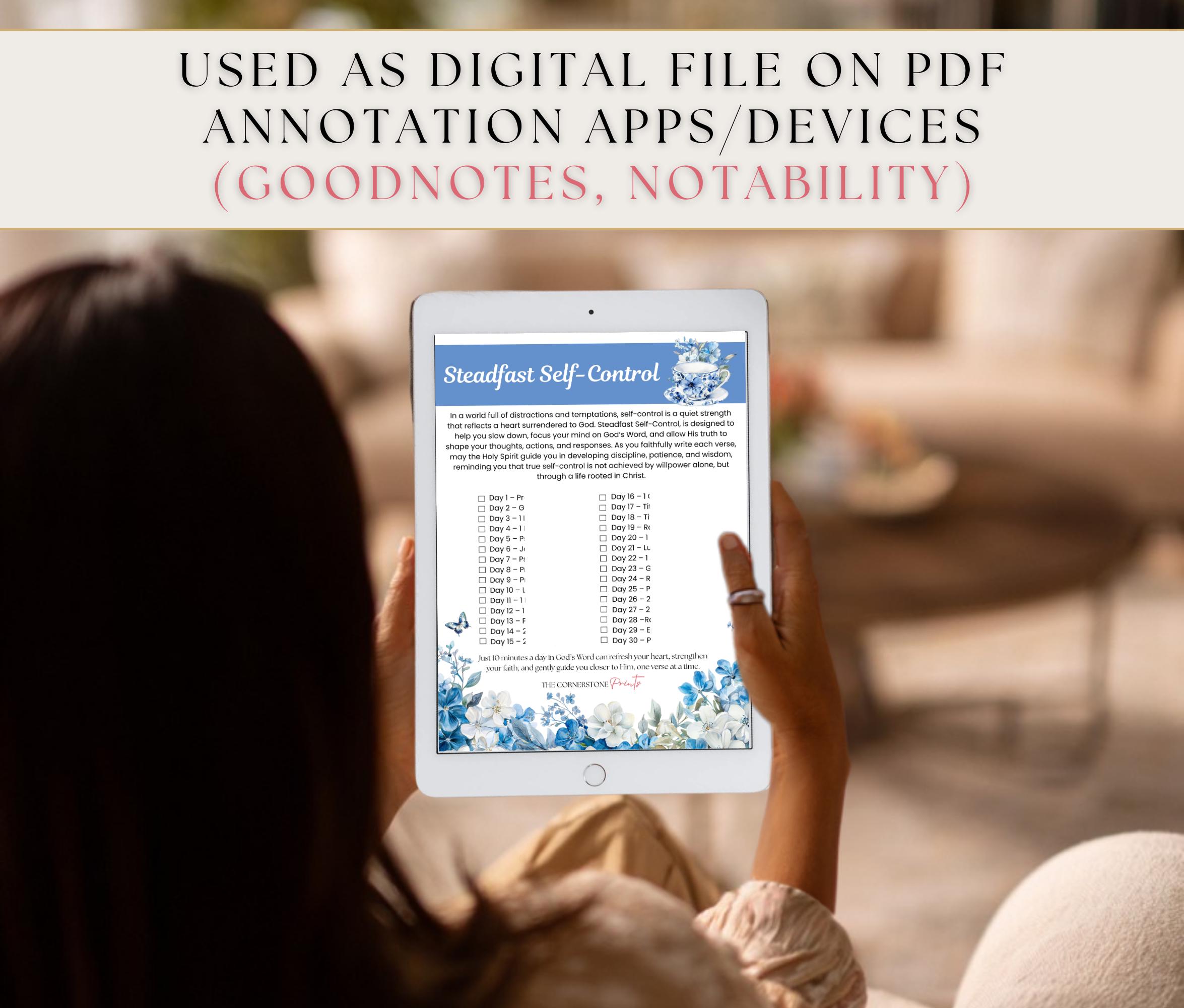 30 Day Scripture Writing Plan Printable, Steadfast Self Control Daily ...