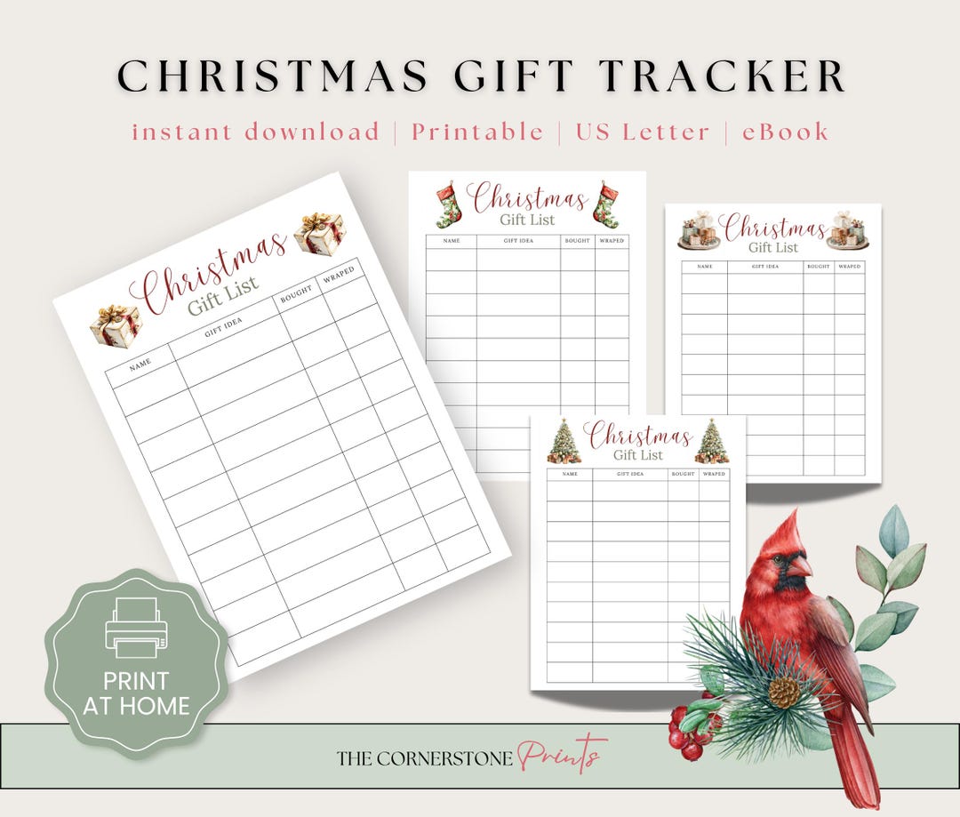 Christmas Gift List Tracker, Printable Holiday Shopping Tracker ...