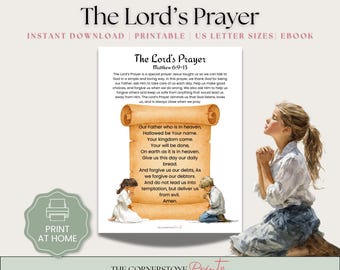 Lord's Prayer Printable for Kids, Bible Verse Summary, Bible Lesson for Kids, Bible Printable, Sunday School Lesson, Instant Download