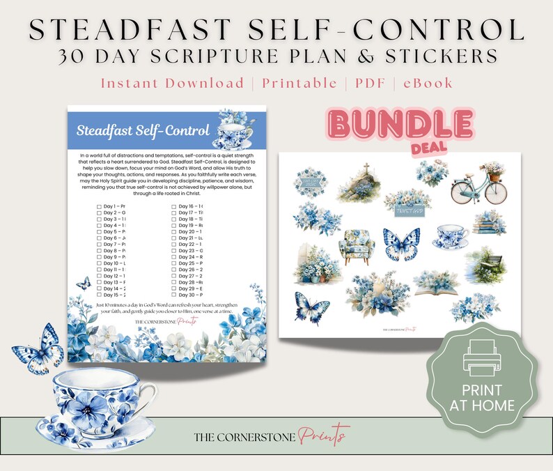 Steadfast 30 Day Scripture Writing Plan & Bible Journal Stickers Bundle ...