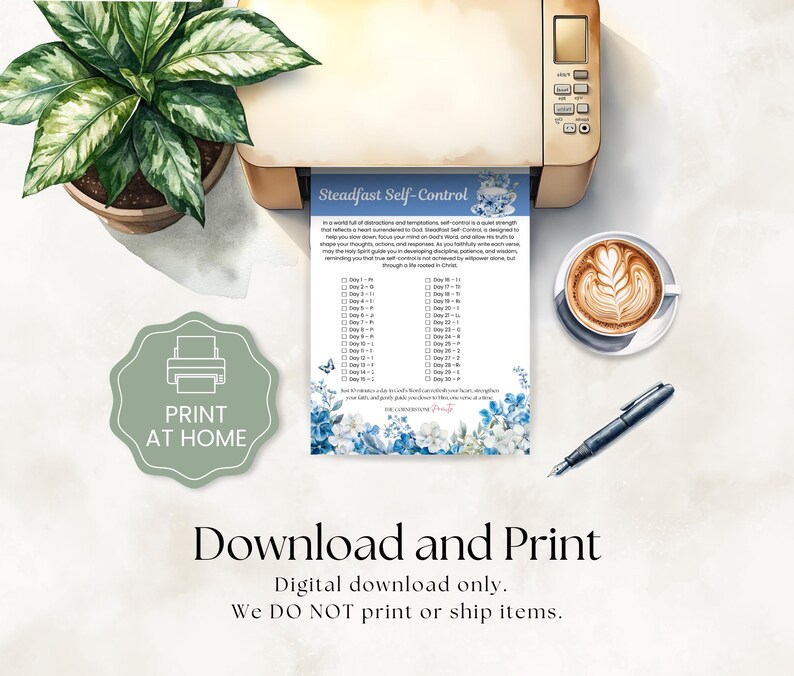 30 Day Scripture Writing Plan Printable, Steadfast Self Control Daily ...