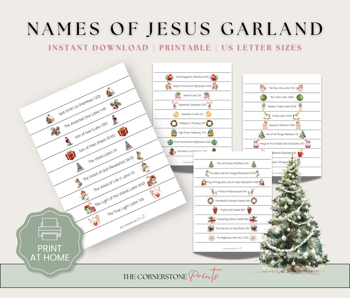 Names of Jesus Paper Chain, Christmas Garland Craft (printable) - Etsy