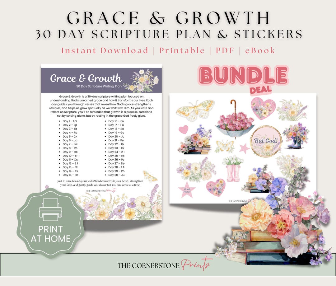 30-day Scripture Writing Plan, Bible Journaling Stickers (digital ...