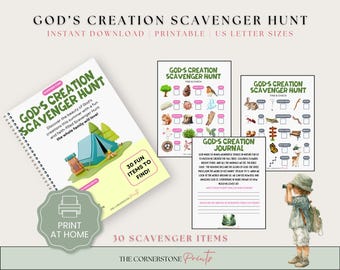 God's Creation Scavenger Hunt Printable, Nature Activity (PDF)