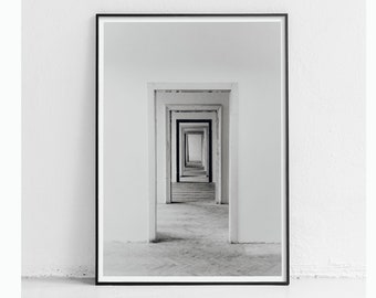 Minimalist PRINTABLE wall art DOWNLOADABLE prints Photography prints Black and white abstract urban architecture abandoned building photo BS