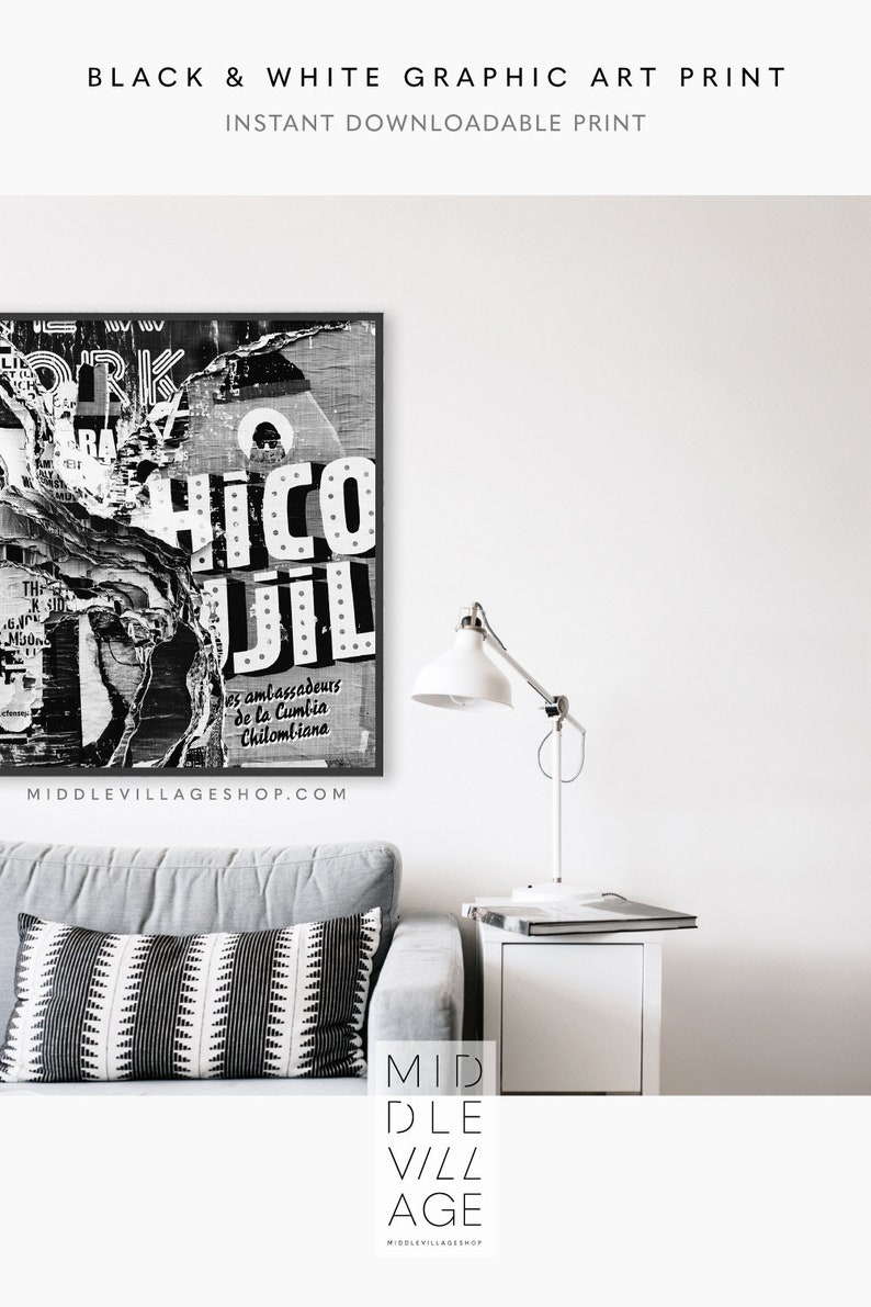 INSTANT DOWNLOAD Graphic art print dorm decor black and white | Etsy