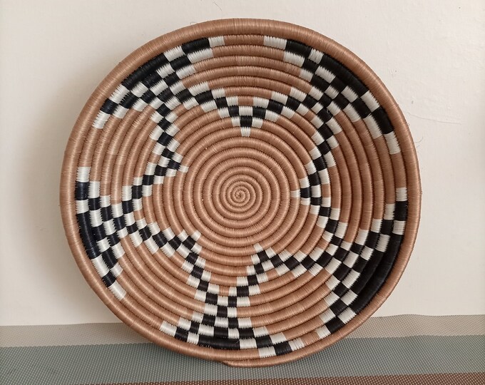 African Woven Basket Bowl, Wall Basket, Hanging Wall Basket, Wall