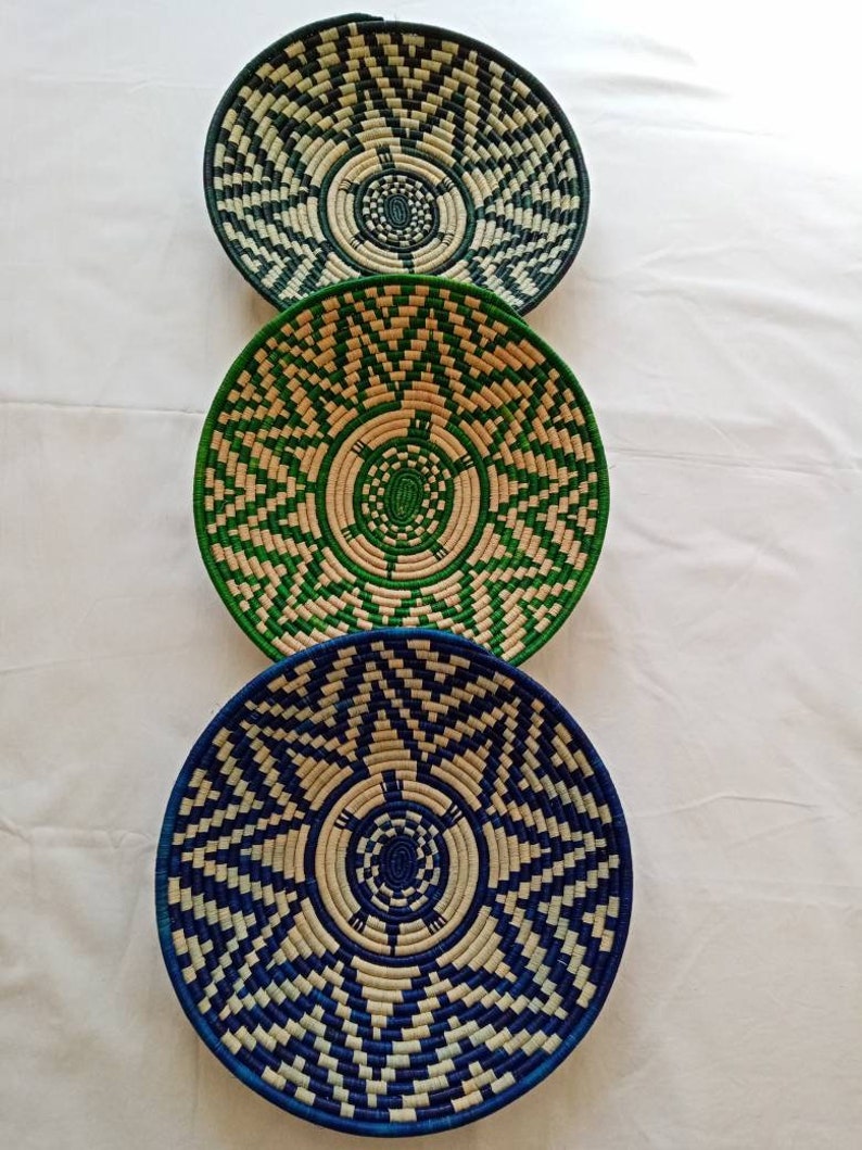 ON SALE Set of 3 Woven Wall Baskets African Wall Basket Etsy