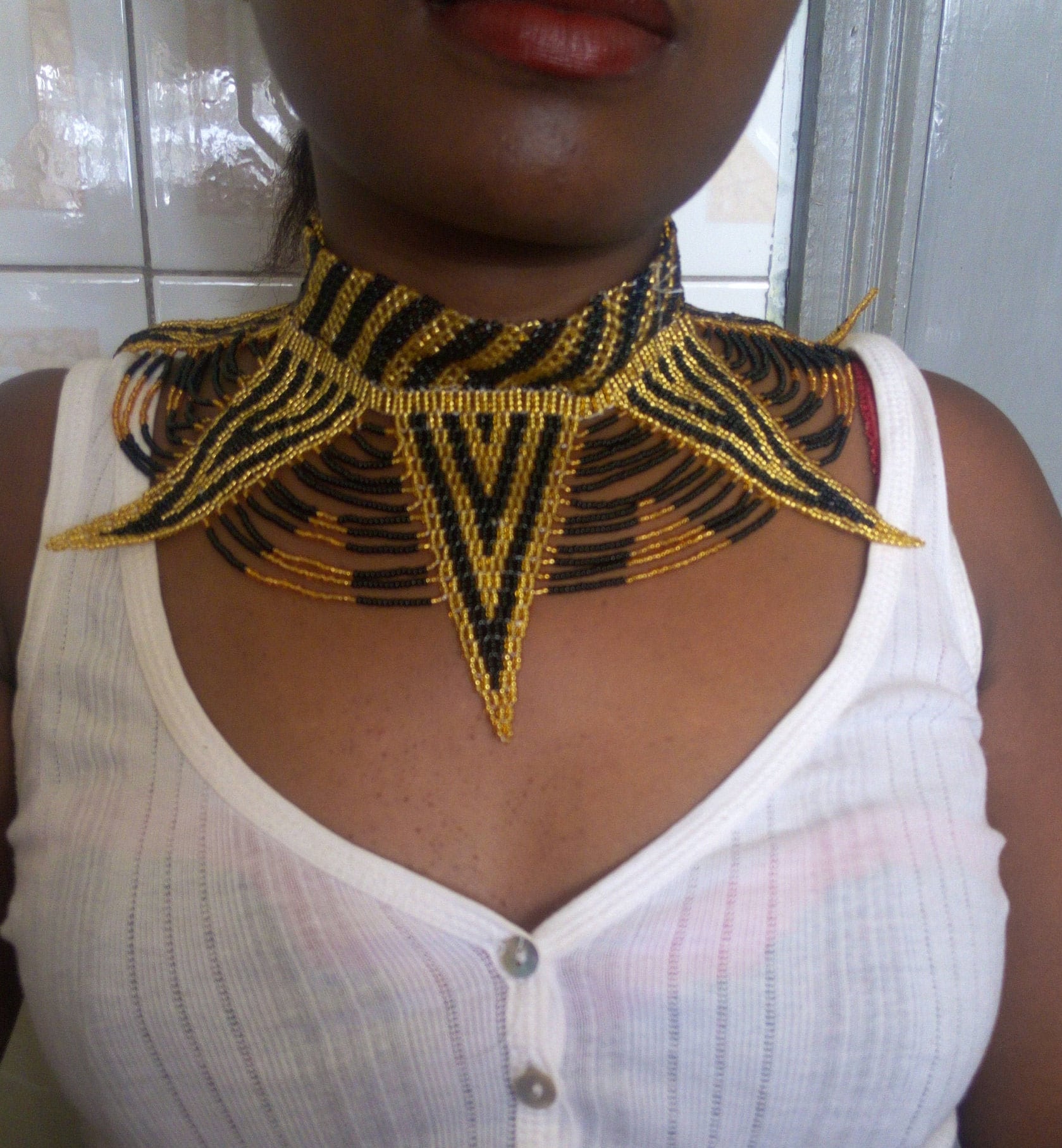 ON SALE African Beaded Collar Necklace Zulu Necklace Beaded Etsy