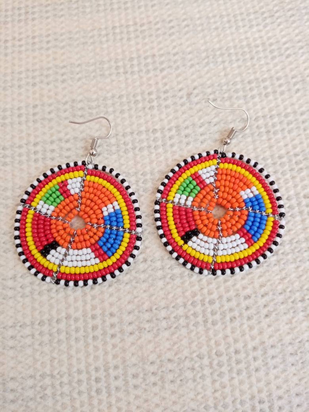 ON SALE African Beaded Earrings, Masai Boho Earrings, Earrings for ...