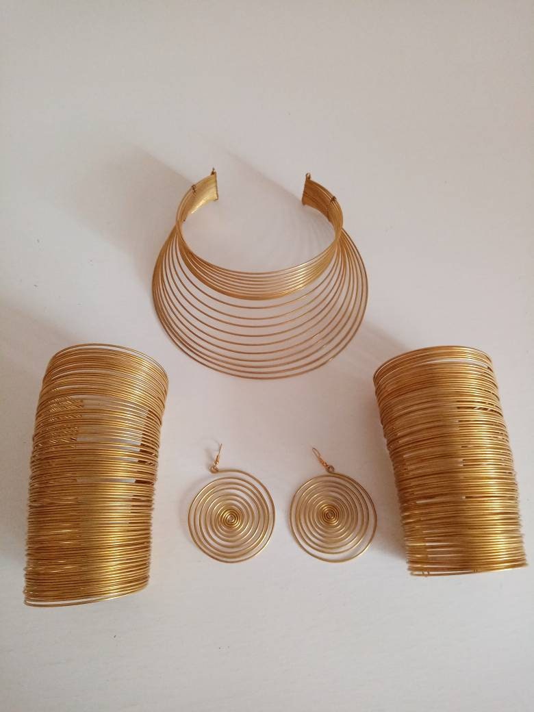 ON SALE African Brass necklace, Brass jewelry sets, Elegant necklace, Boho necklace, One size fits all, Pendant necklace, Gift for her