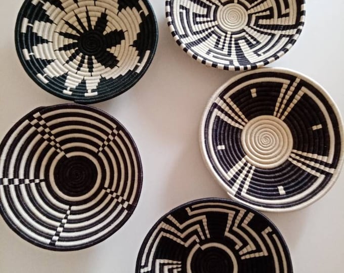 African Assorted Handwoven Wall Baskets, African Baskets, African Basket Wall Decor, Boho Wall