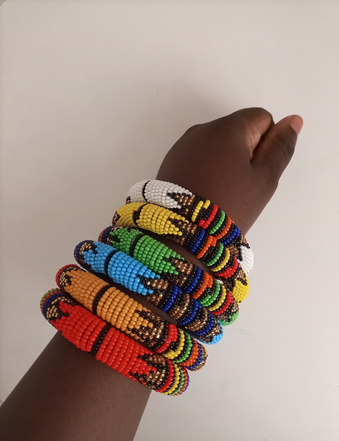 Colorful Thick Zulu Beaded Bracelet, African Bracelet, Beaded Jewelry, Handmade Bracelet, Masai