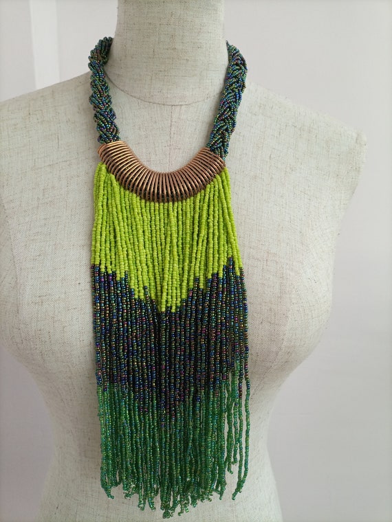 Beaded fringe best sale necklace