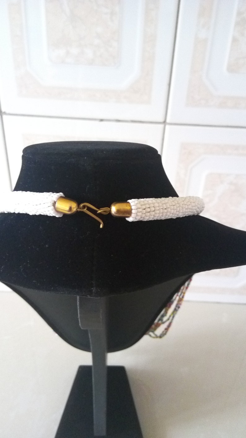 Tribal Jewelry Women Necklaces Mothers Gift African Beaded Jewelry ON SALE Multistrand Beaded Necklace White Beaded Necklace