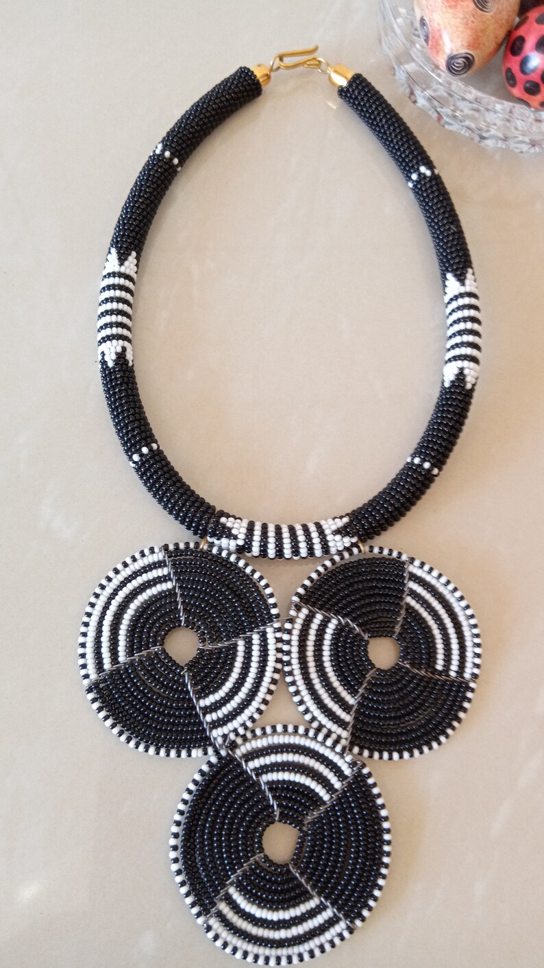 ON SALE African Pendant Necklace African Beaded Necklace Etsy